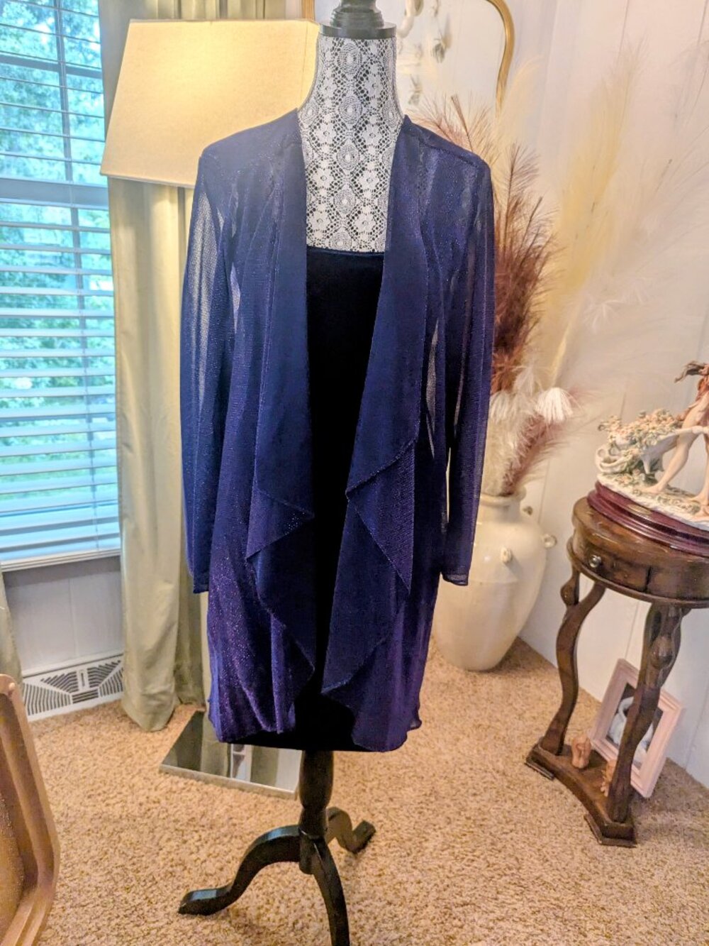 Velvet Dress With Sheer Jacket...Size 12...Navy